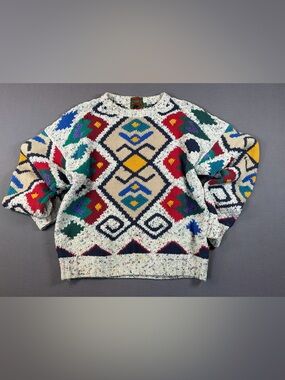 Boston Traders Cream Multicolor Speckled Knit Sweater